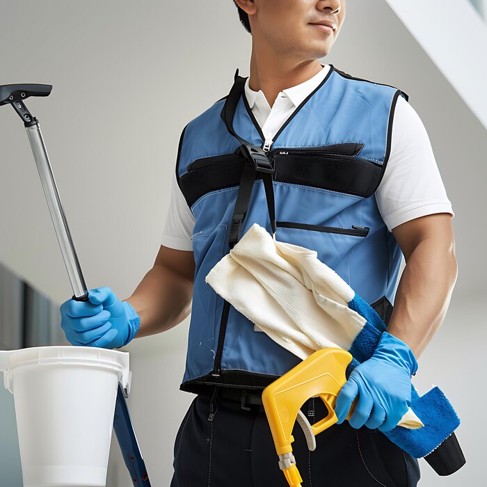 cleaning team uniform safety boots gloves home cleaning